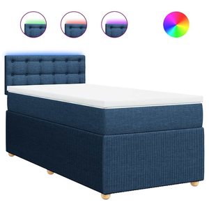 vidaXL Sommier à lattes de lit avec matelas Bleu 100x200 cm Tissu pas cher