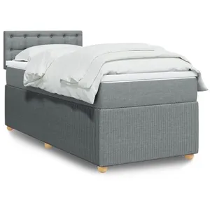 vidaXL Sommier à lattes de lit avec matelas Gris clair 90x200 cm Tissu pas cher