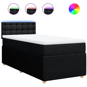 vidaXL Sommier à lattes de lit avec matelas Noir 90x200 cm Tissu pas cher