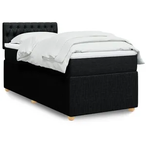 Sommier à lattes de lit avec matelas Noir 90x200 cm Tissu Vidaxl Noir pas cher