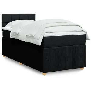 vidaXL Sommier à lattes de lit avec matelas Noir 90x200 cm Tissu pas cher
