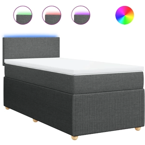 vidaXL Sommier à lattes de lit avec matelas Gris foncé 100x200cm Tissu pas cher