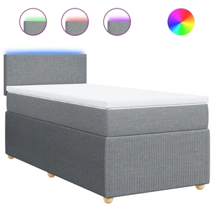 vidaXL Sommier à lattes de lit avec matelas Gris clair 90x200 cm Tissu pas cher