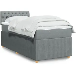 vidaXL Sommier à lattes de lit avec matelas Gris clair 100x200cm Tissu pas cher