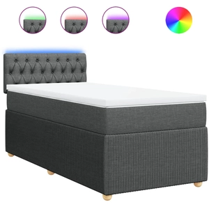 vidaXL Sommier à lattes de lit avec matelas Gris foncé 100x200cm Tissu pas cher