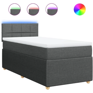 vidaXL Sommier à lattes de lit avec matelas Gris foncé 100x200cm Tissu pas cher