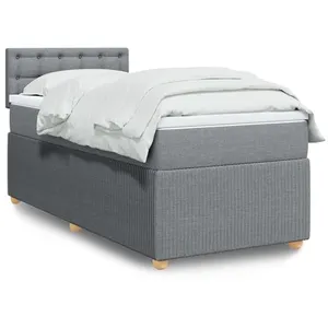 vidaXL Sommier à lattes de lit et matelas Gris clair 90x190 cm Tissu pas cher