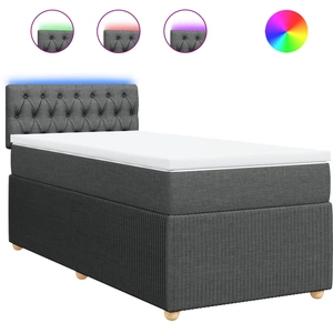 vidaXL Sommier à lattes de lit et matelas Gris foncé 90x190 cm Tissu pas cher