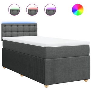 vidaXL Sommier à lattes de lit et matelas Gris foncé 90x190 cm Tissu pas cher