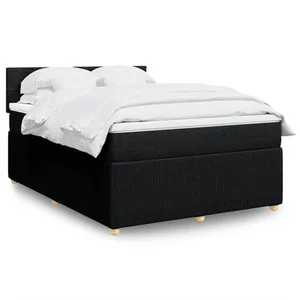 vidaXL Sommier à lattes de lit avec matelas Noir 140x200 cm Tissu pas cher