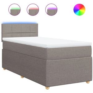 vidaXL Sommier à lattes de lit avec matelas Taupe 140x200 cm Tissu pas cher