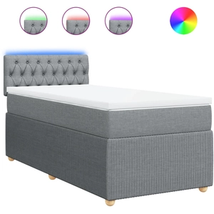 vidaXL Sommier à lattes de lit avec matelas Gris clair 140x200cm Tissu pas cher