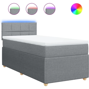 vidaXL Sommier à lattes de lit avec matelas Gris clair 140x190cm Tissu pas cher