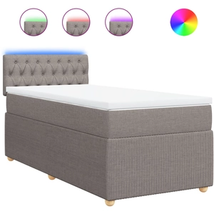 vidaXL Sommier à lattes de lit avec matelas Taupe 140x200 cm Tissu pas cher