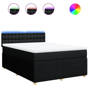 vidaXL Sommier à lattes de lit avec matelas Noir 140x200 cm Tissu pas cher