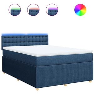 vidaXL Sommier à lattes de lit avec matelas Bleu 140x190 cm Tissu pas cher