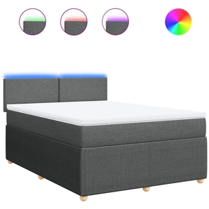 vidaXL Sommier à lattes de lit avec matelas Gris foncé 140x200cm Tissu pas cher