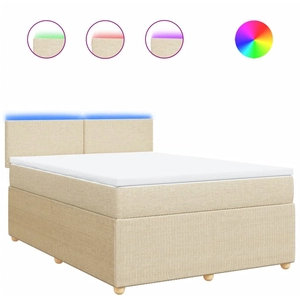 vidaXL Sommier à lattes de lit avec matelas Crème 140x200 cm Tissu pas cher