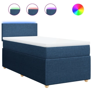 vidaXL Sommier à lattes de lit avec matelas Bleu 120x200 cm Tissu pas cher