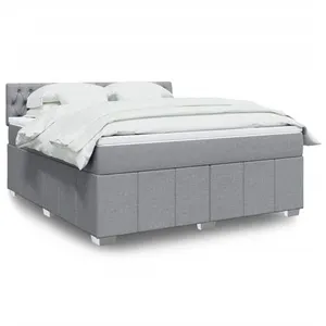 vidaXL Sommier à lattes de lit avec matelas Gris clair 180x200cm Tissu pas cher