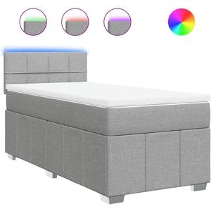 vidaXL Sommier à lattes de lit avec matelas Gris clair 180x200cm Tissu pas cher