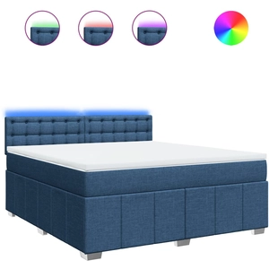 Sommier à lattes de lit avec matelas Bleu 200x200 cm Tissu Vidaxl Bleu pas cher