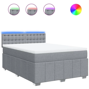 Sommier à lattes de lit avec matelas Gris clair 200x200cm Tissu vidaXL pas cher