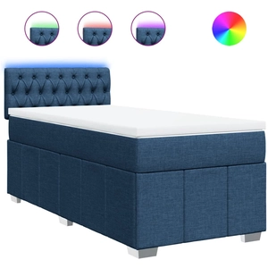 vidaXL Sommier à lattes de lit avec matelas Bleu 160x200 cm Tissu pas cher