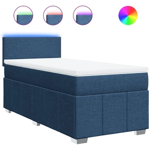 vidaXL Vidaxl Sommier À Lattes De Lit Avec Matelas Bleu 200x200 Cm Tissu pas cher