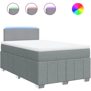 Sommier à lattes de lit avec matelas Gris clair 200x200cm Tissu vidaXL pas cher