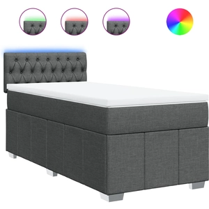 Sommier à lattes de lit avec matelas Gris foncé 160x200cm Tissu Vidaxl