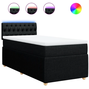 vidaXL Sommier à lattes de lit avec matelas Noir 90x190 cm Tissu pas cher