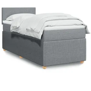 vidaXL Sommier à lattes de lit et matelas Gris clair 90x190 cm Tissu pas cher