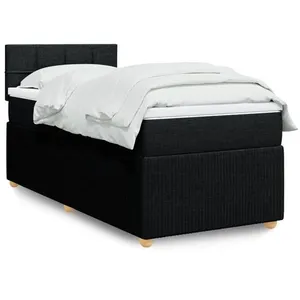vidaXL Sommier à lattes de lit et matelas Noir 80x200 cm Tissu pas cher