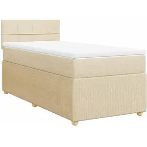 vidaXL Sommier à lattes de lit avec matelas Crème 80x200 cm Tissu pas cher