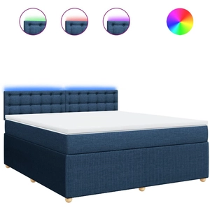 vidaXL Sommier à lattes de lit avec matelas Bleu 180x200 cm Tissu pas cher