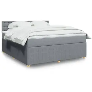 vidaXL Sommier à lattes de lit avec matelas Gris clair 180x200cm Tissu pas cher