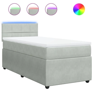 vidaXL Sommier à lattes de lit et matelas Gris clair 80x200 cm Velours pas cher