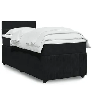 vidaXL Sommier à lattes de lit et matelas Noir 80x200 cm Velours pas cher