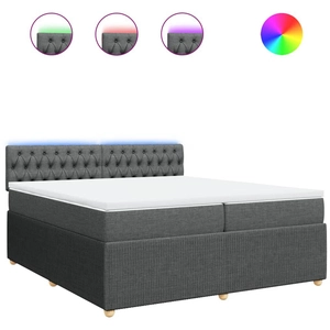 vidaXL Sommier à lattes de lit avec matelas Gris foncé 200x200cm Tissu pas cher