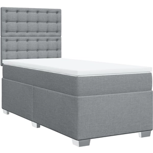vidaXL Sommier à lattes de lit avec matelas Gris clair 100x200cm Tissu pas cher