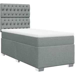 vidaXL Sommier à lattes de lit avec matelas Gris clair 100x200cm Tissu pas cher