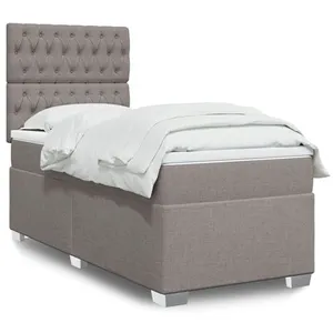 vidaXL Sommier à lattes de lit avec matelas Taupe 90x200 cm Tissu pas cher