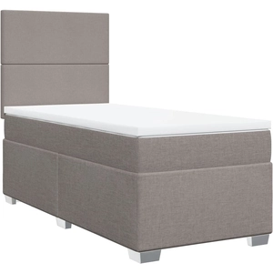vidaXL Sommier à lattes de lit avec matelas Taupe 100x200 cm Tissu pas cher