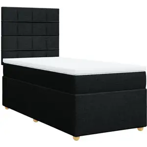 vidaXL Sommier à lattes de lit et matelas Noir 80x200 cm Tissu pas cher