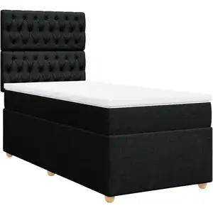 vidaXL Sommier à lattes de lit et matelas Noir 80x200 cm Tissu pas cher