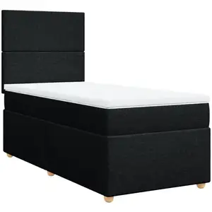 vidaXL Sommier à lattes de lit et matelas Noir 80x200 cm Tissu pas cher