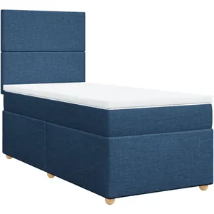 vidaXL Sommier à lattes de lit avec matelas Bleu 80x200 cm Tissu pas cher