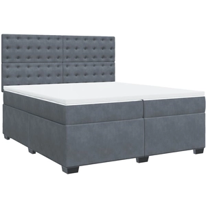 vidaXL Sommier à lattes de lit et matelas Gris foncé 200x200cm Velours pas cher