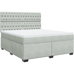 vidaXL Sommier à lattes de lit et matelas Gris clair 200x200cm Velours pas cher